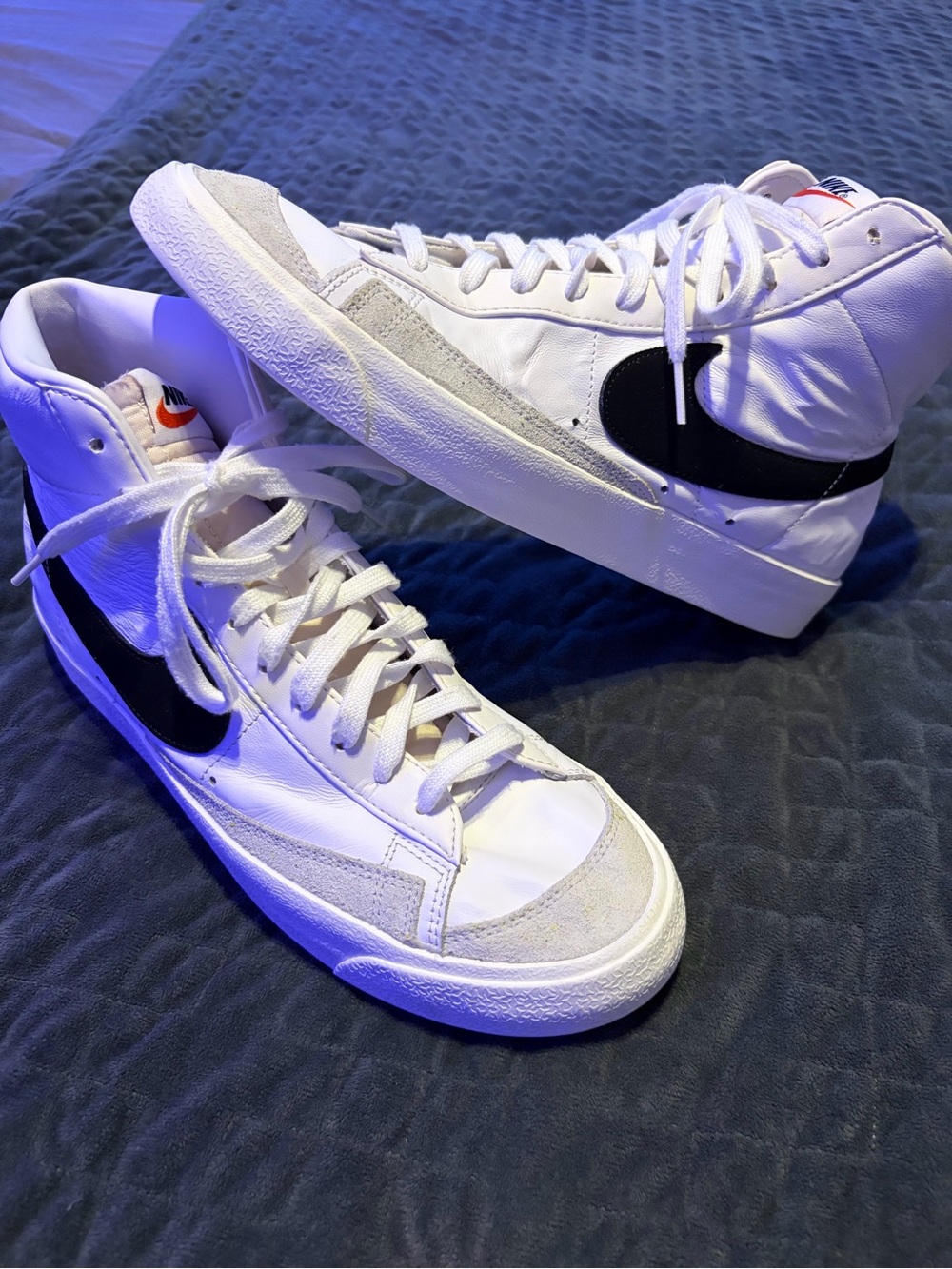 Nike Blazer White High-Top Sneakers with Black Swoosh